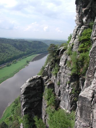 The Elbe River viewed from the Bastei Bridge